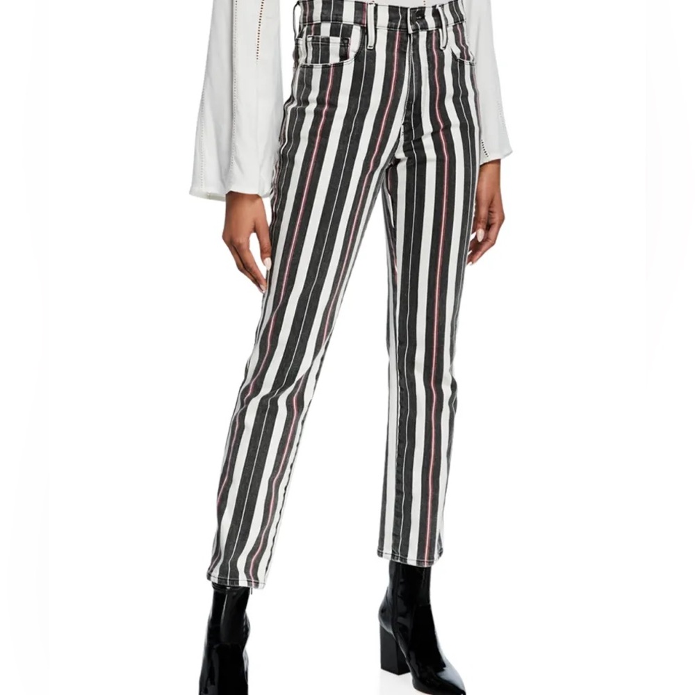 Frame Denim Le Sylvie Band Stripe Straight Leg Jeans - Picture 2 of 5